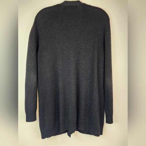 Laura Scott Upcycle Black Knit Lg Cardigan W/ Flower, Size LG - Picture 3 of 9